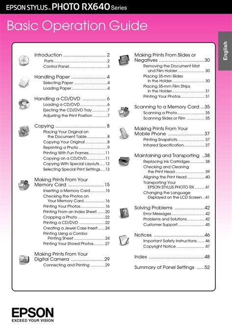 EPSON STYLUS PHOTO RX640 SERIES BASIC OPERATION MANUAL Pdf Download ...