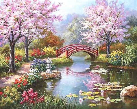 Morden Spring Landscape Frameless Wall Art Picture Painting By Numbers ...