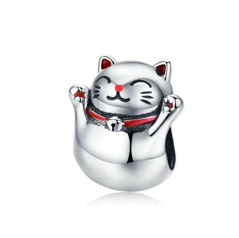 Sterling Silver Lucky Cat Charm, Silver Charm Fits Women Charms ...