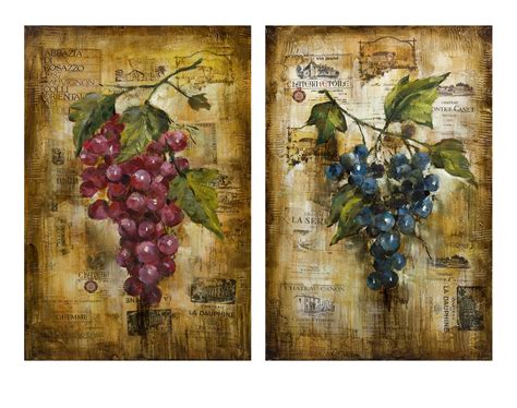 Vineyard Grape Oil Painting, Set of 2 | Wine label art, Painting, Grape ...