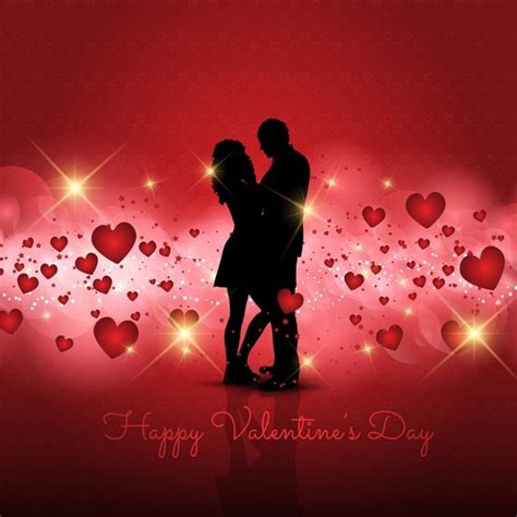 Free Vector | Silhouette of a loving couple on a valentines day background