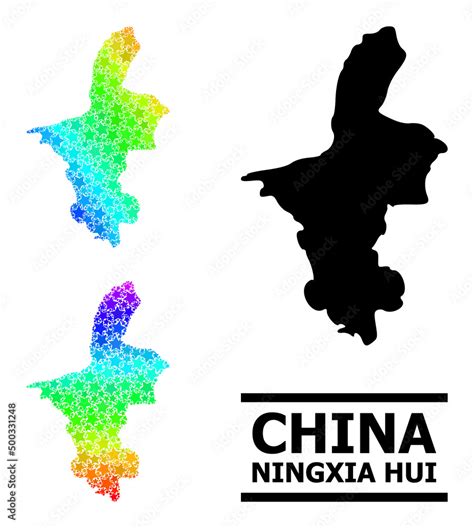 Spectral gradiented star mosaic map of Ningxia Hui Region. Vector ...