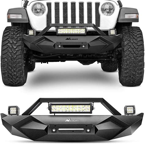 Jeep JL Front Bumper with LED Work Lights | Jeep wrangler bumpers, Jeep ...