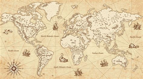 Vintage World Map Wallpaper Mural