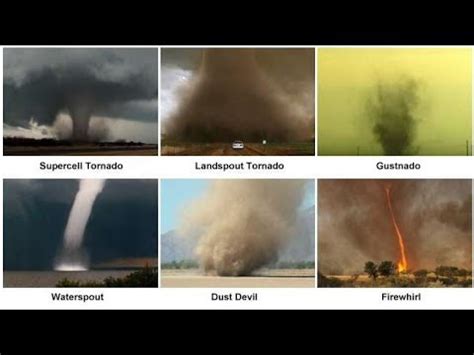 Types of funnels, tornadoes and whirls, landspout , funnel clouds ...