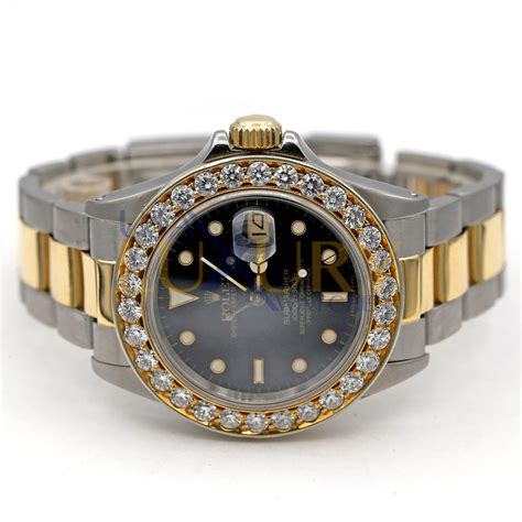 Rolex Submariner 16613 Black Dial Diamond Bezel Two-Tone Men's Watch ...