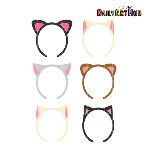 Cat Ear Hairbands Clip Art Set – Daily Art Hub // Graphics, Alphabets & SVG