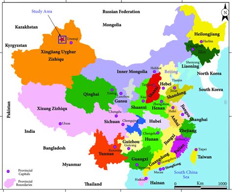 Location map of People Republic of China with provincial and ...