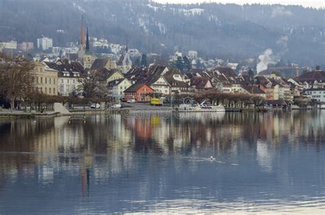 Town of Zug, Switzerland stock image. Image of morning - 140925363