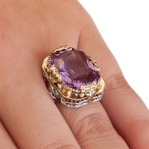 Vintage Amethyst Filigree Ring in 14K Gold