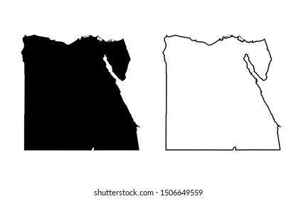 Egypt Map Vector Blank Silhouette Outline Stock Vector (Royalty Free ...