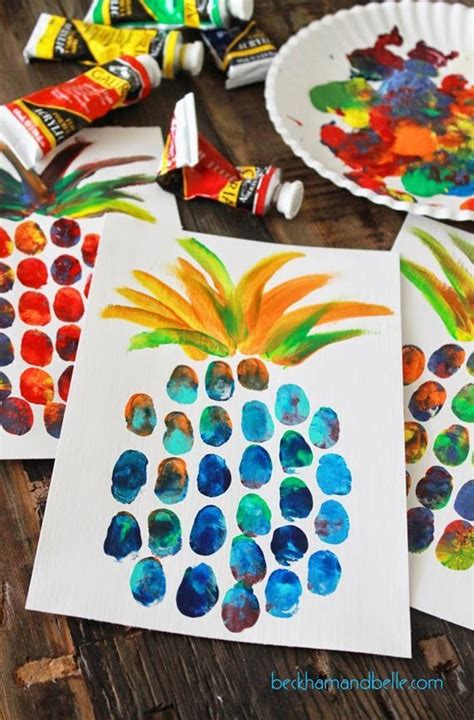 Pineapple thumbprint art in Ideas for kids' crafts | Kids art projects ...