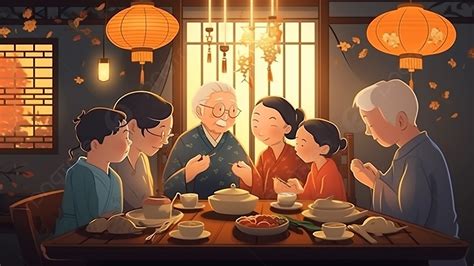 Mid Autumn Festival Reunion Illustration Background, Mooncake Festival ...