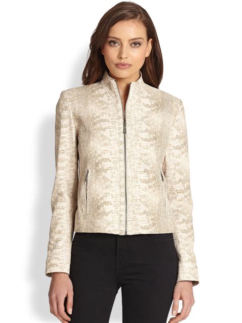 Lyst - Elie Tahari Leather Cleary Jacket in Natural