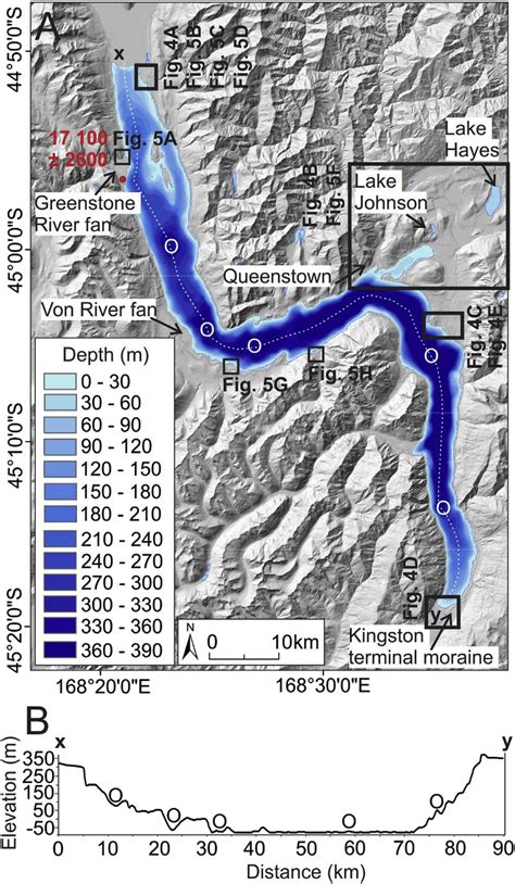 Regional overview of Lake Wakatipu showing the location of ...