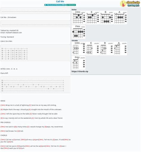 Chord: Call Me - tab, song lyric, sheet, guitar, ukulele | chords.vip