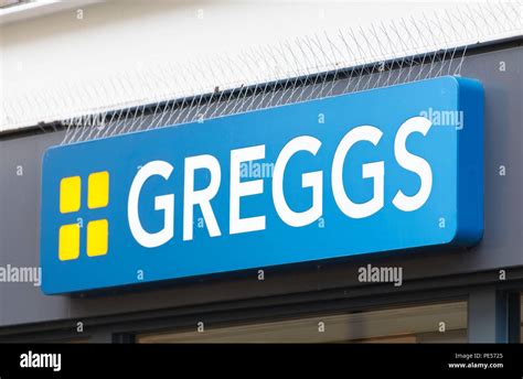 Greggs bakery sign logo Stock Photo - Alamy