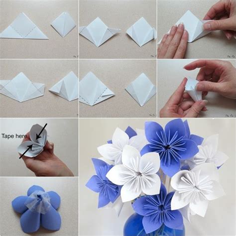 DIY Origami Paper Flower Bouquet - DIY Tutorials | Easy origami flower ...