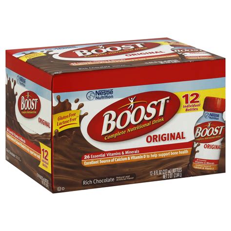 Boost Nutritional Drink, Complete, Original, Rich Chocolate, 12 - 8 oz ...