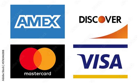 Visa, Mastercard, Amex, Discover. Isolated payment system. Pay logo ...