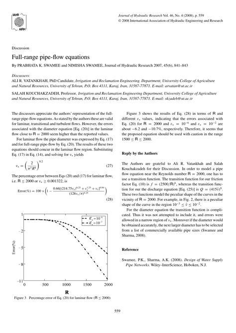 (PDF) ‘Discussion of “Full-Range Pipe-Flow Equations”