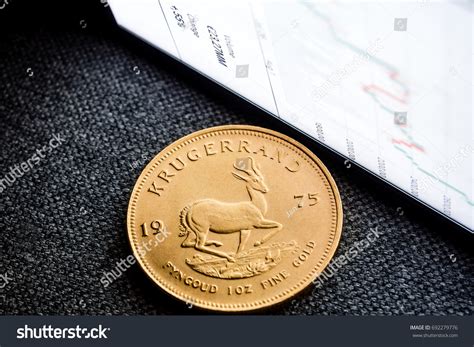 Closeup Golden South African Krugerrand Coin Stock Photo 692279776 ...