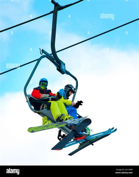 Cableway on ski resort Stock Photo - Alamy