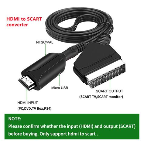 SCART to HDMI Converter Cable HDMI to SCART 1080P Conversion Adapter ...