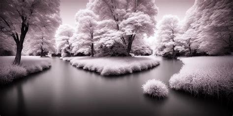 beautiful infrared landscape photography with trees | Stable Diffusion