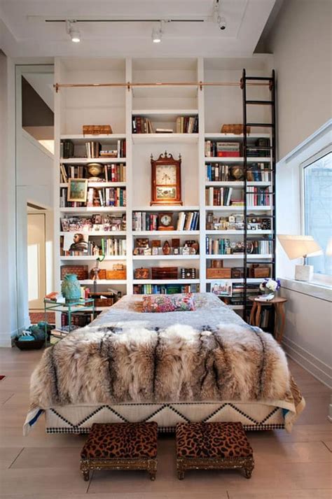 50 Relaxing ways to decorate your bedroom with bookshelves