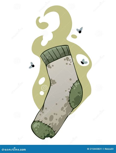 Vector Dirty Stinky Sock with Bad Smell Stock Vector - Illustration of ...