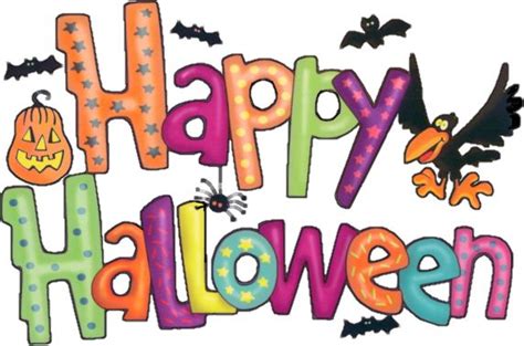 the words happy halloween written in large letters with bats, pumpkins ...