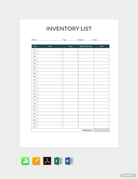 Printable Inventory Template in Excel - FREE Download | Template.net