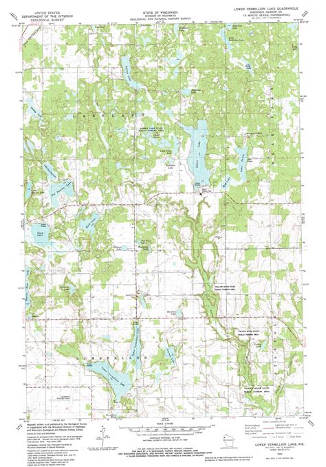 Lower Vermillion Lake topographic map 1:24,000 scale, Wisconsin