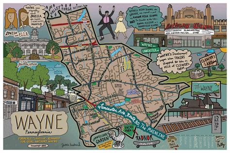 Map of Wayne Pennsylvania Mainline Neighborhood Map Map - Etsy