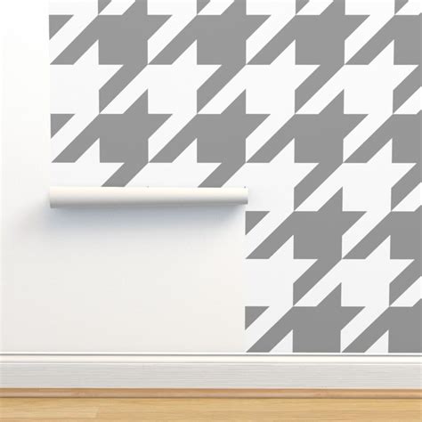 Houndstooth Wallpaper Modern Gray White by - Etsy