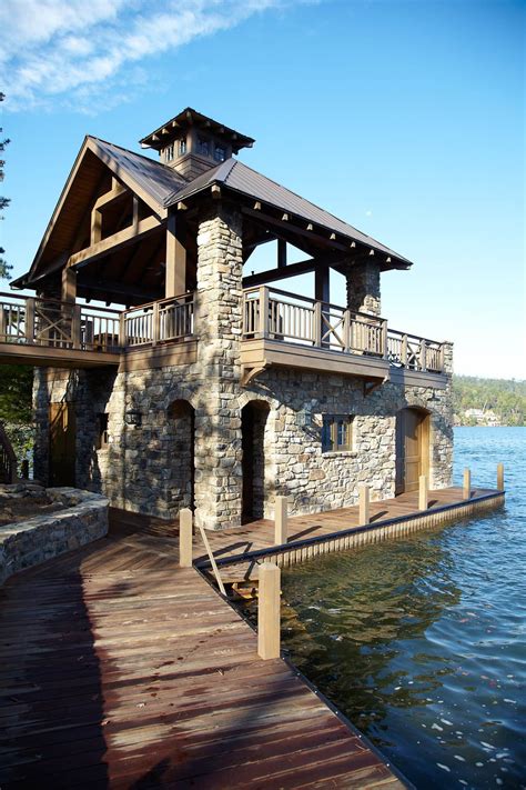 Lake Burton stone & timber Boathouse: PRITCHETT+DIXON | House ...