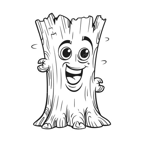 Cute Tree Stump Cartoon Coloring For Coloring Page Outline Sketch ...