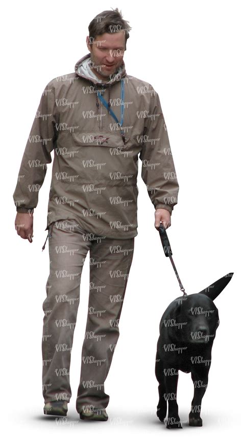 man walking a black dog - VIShopper