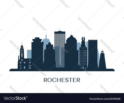 Rochester skyline monochrome silhouette Royalty Free Vector