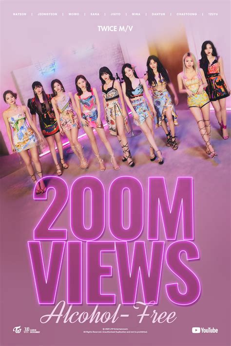 TWICE’s “Alcohol-Free” Becomes Their 15th MV To Reach 200 Million Views