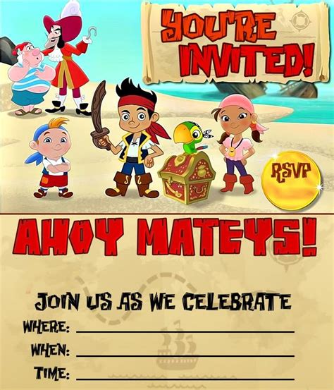 Jake and the Neverland Pirates Birthday Invitations Templates | Drevio ...