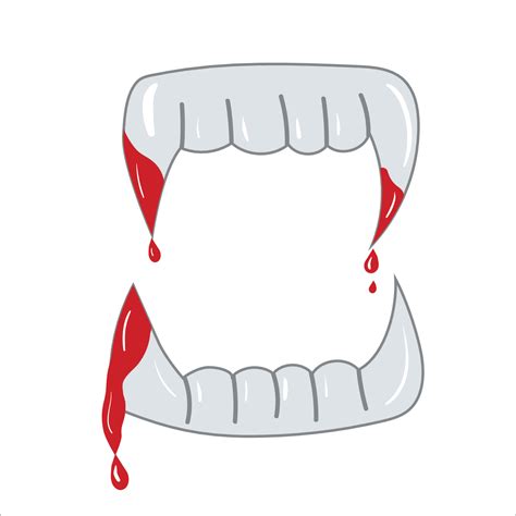 Halloween vampire teeth with blood flat vector illustration. Isolated ...