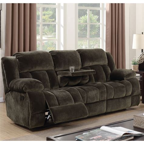 Furniture of America Ric Transitional Brown Fabric Reclining Sofa ...