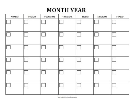 5 best images of printable full page blank calendar template - free ...