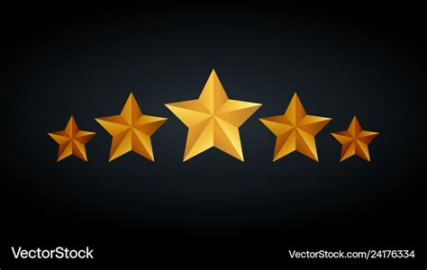 Five golden rating star in gray black background Vector Image