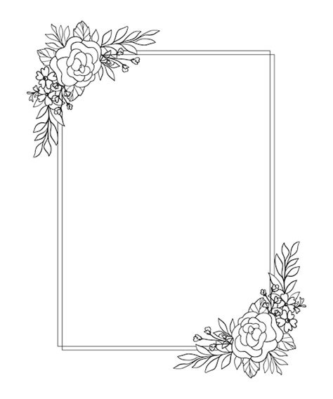 Premium Vector | Flower frame. hand-drawn floral border, leaves, and ...