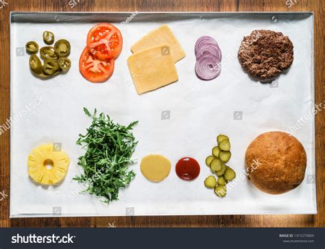 Burger Ingredients Isolated On White Background Stock Photo 1315275809 ...