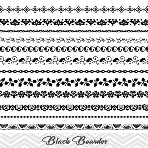 Black Border Clip Art, Flourish Swirl Border Clipart, Flower Border ...