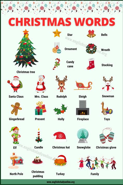 48 best ideas for coloring | Christmas Vocabulary